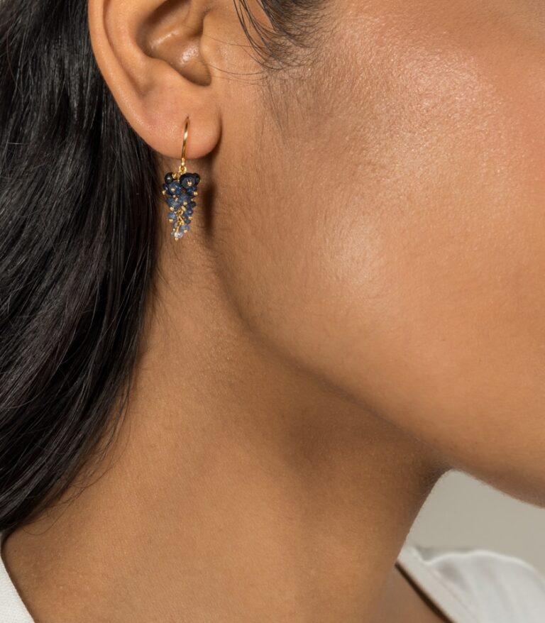 Blue Sapphire Cluster Earrings Gold - Kate Wood