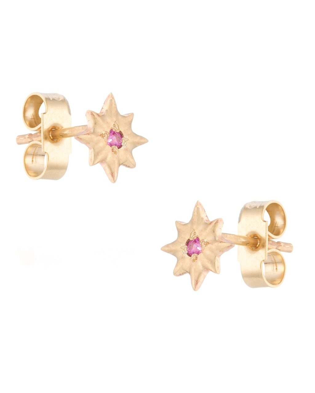 Gold Pink Sapphire Star Stud Earrings - Rhiannon Lewis