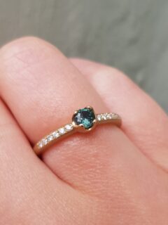Green Sapphire and Diamond Pave Engagement Ring