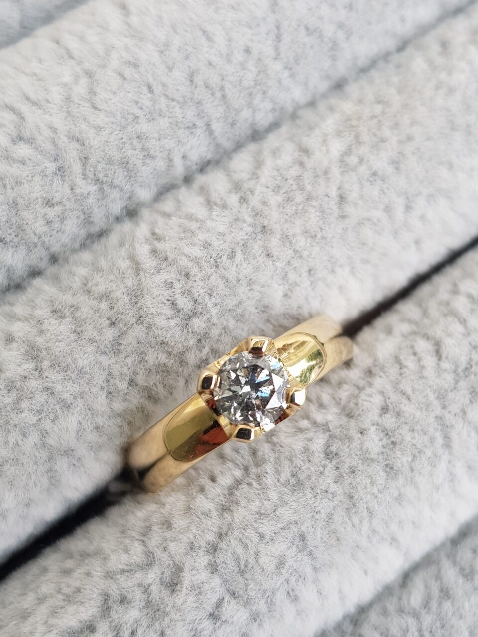 Salt and Pepper Wide Band Engagement Ring