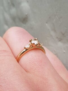 Pale Brown Diamond Trilogy Engagement Ring