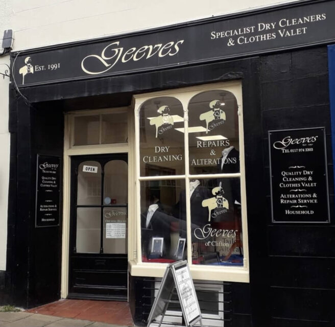 Exterior shot of Geeves - a tailor and drycleaners in Clifton, Bristol