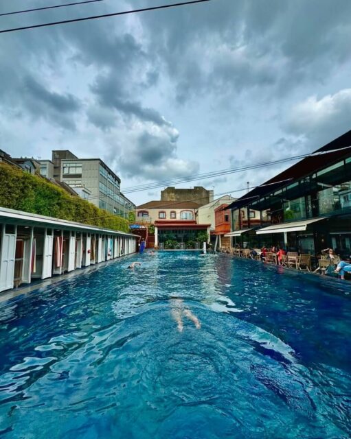 The swimming pool at Bristol Lido in Clifton