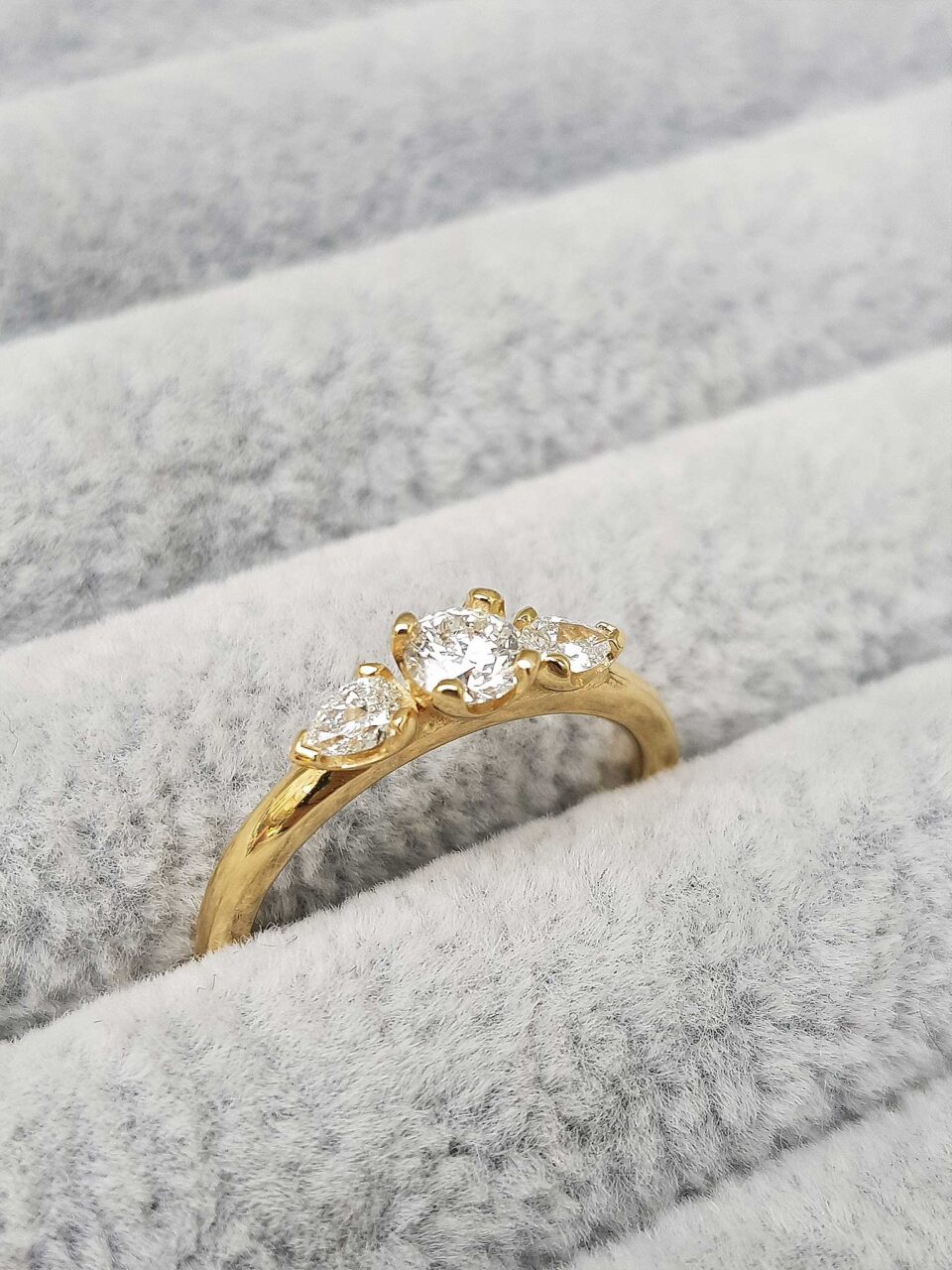 Diamond and Gold Trilogy Engagement Ring