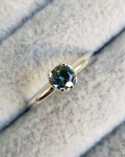 Platinum Teal Sapphire Engagement Ring