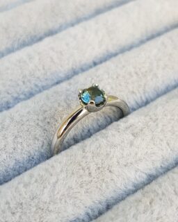 Platinum Teal Sapphire Engagement Ring