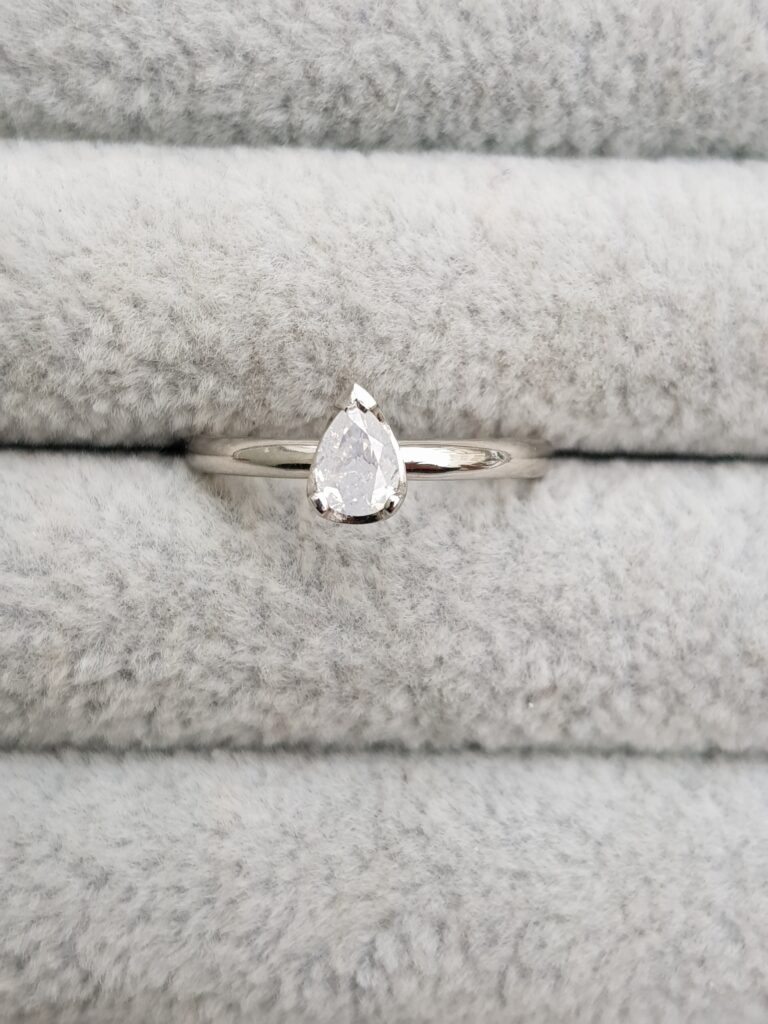 Unique Milky Diamond Solitaire Engagement Ring