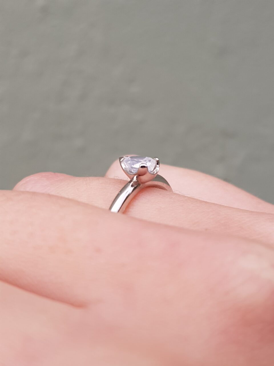 Unique Milky Diamond Solitaire Engagement Ring