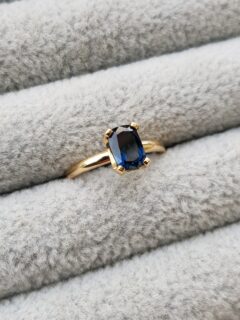 Blue Elongated Cushion Sapphire Engagement Ring