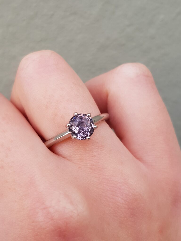 Lavender Grey Sapphire Engagement Ring