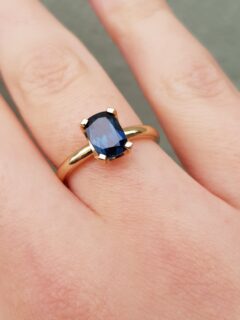 Blue Elongated Cushion Sapphire Engagement Ring