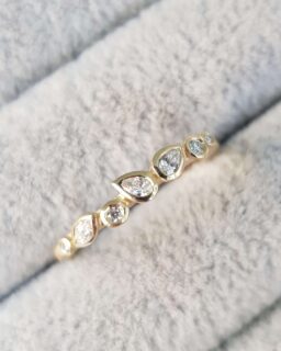 Organic Multi Diamond Gold Wedding Band