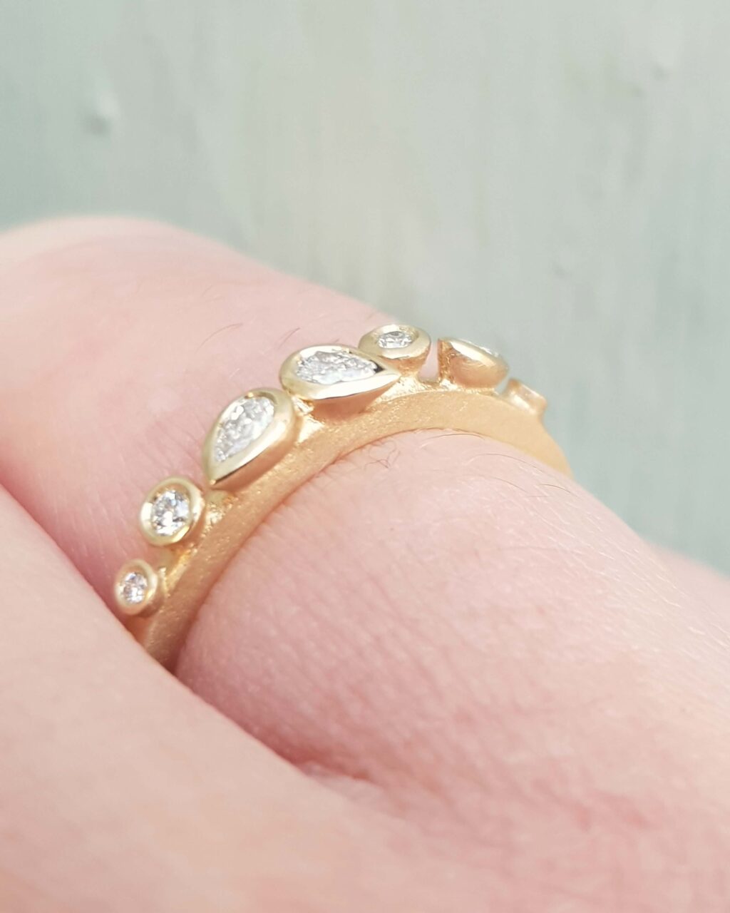 Organic Multi Diamond Gold Wedding Band