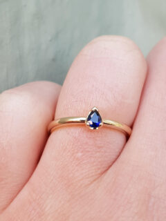 Mini Pear Blue Sapphire Engagement Ring