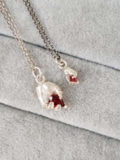 Silver and Garnet Hand Necklace