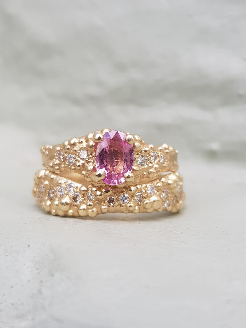 Oval Pink Sapphire Engagement Ring