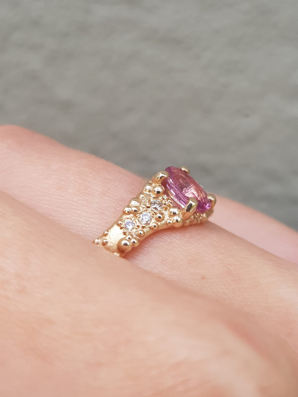 Oval Pink Sapphire Engagement Ring