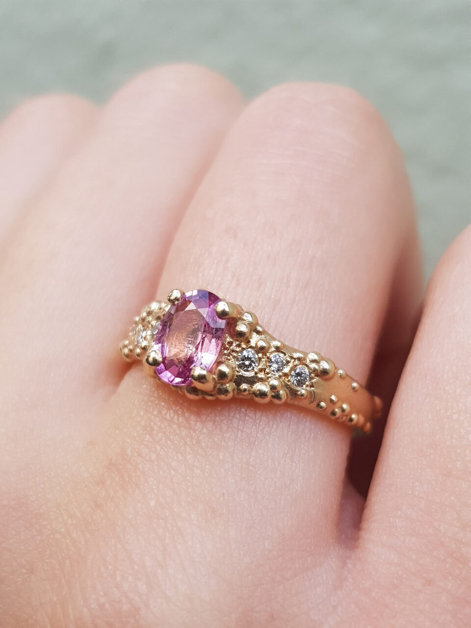 Oval Pink Sapphire Engagement Ring