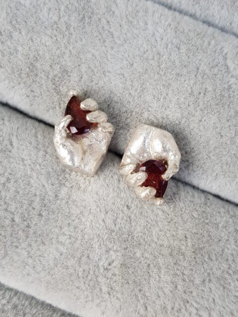 Silver and Garnet stud earrings 