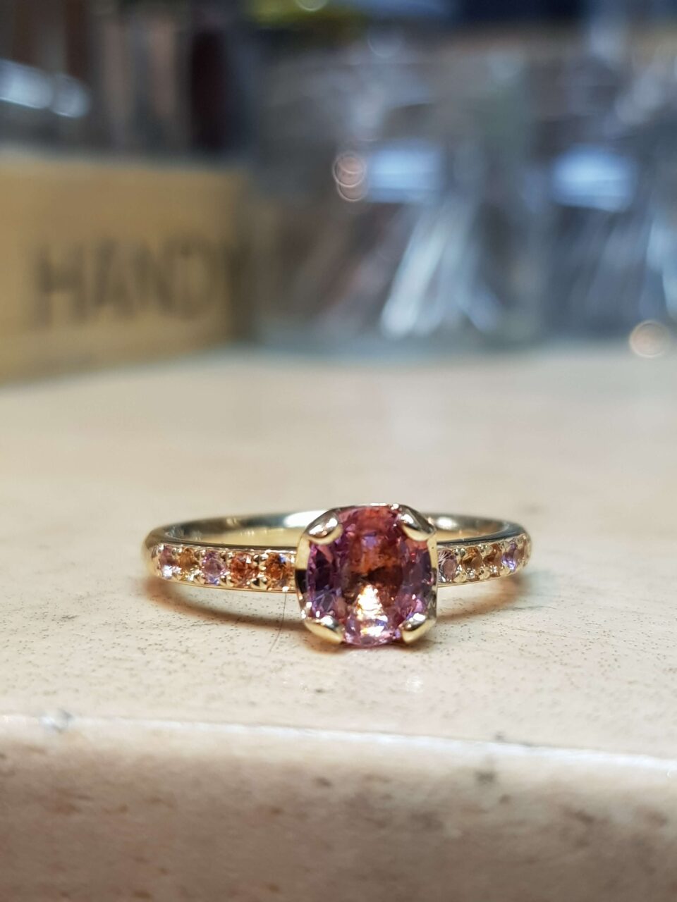 Colourful Orange Sapphire Engagement Ring