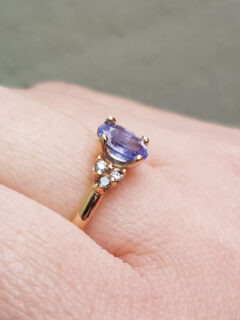 Purple Oval Sapphire and Diamond Engagement Ring