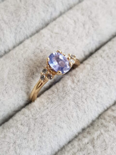 Purple Oval Sapphire and Diamond Engagement Ring