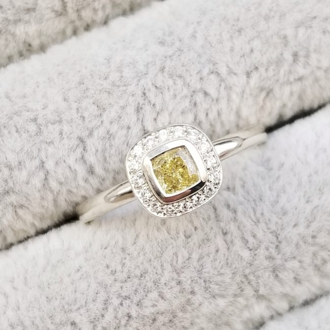 Mini Yellow Diamond Cushion Modern Halo