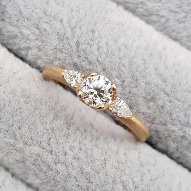 Diamond Trilogy Engagement Ring in yellow gold