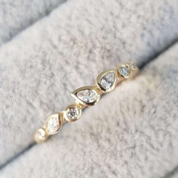 Organic Multi Diamond Gold Wedding Band