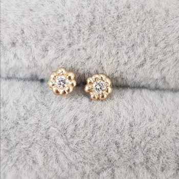 Gold Diamond Daisy Studs