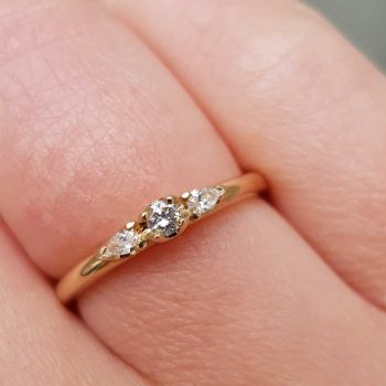 Mini Gold Diamond Trilogy Engagement Ring