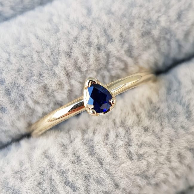 Mini Pear Blue Sapphire Engagement Ring