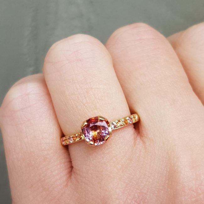 Colourful Orange Sapphire Engagement Ring