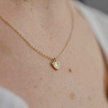 gold heart necklace with diamond