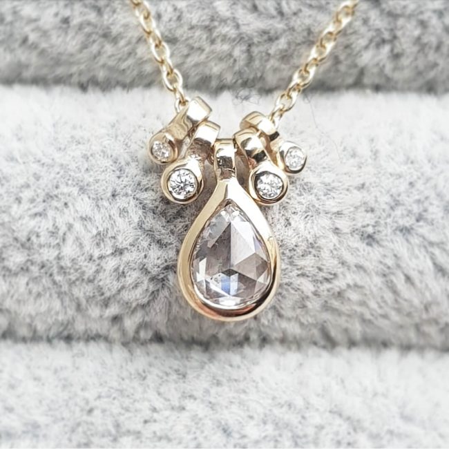 Decadence Pear Rose Cut Diamond Necklace