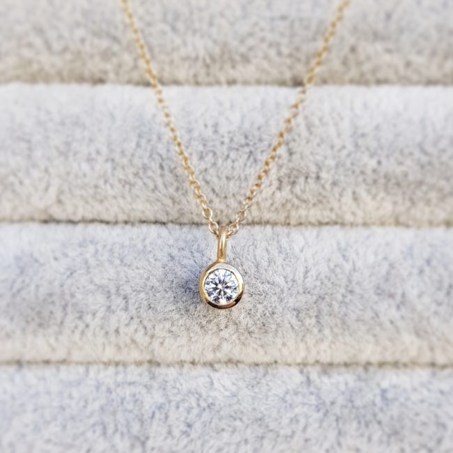 Yellow Gold Diamond Cup Necklace