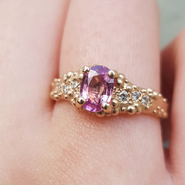 Oval Pink Sapphire Engagement Ring