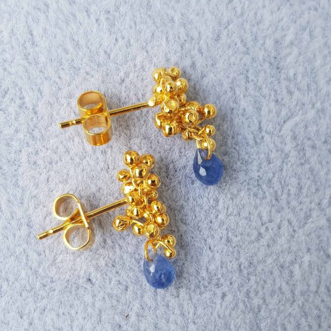 Sapphire Teardrop Stud Earrings - Kate Wood