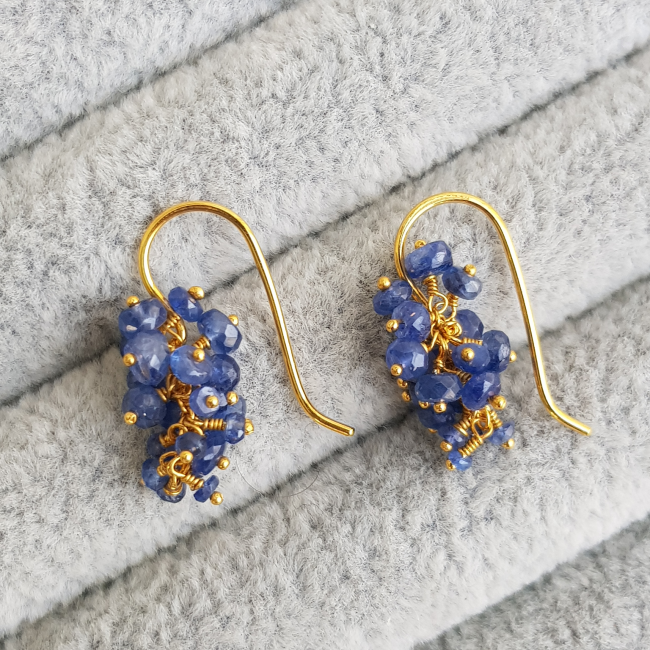 Blue Sapphire Cluster Earrings Gold - Kate Wood