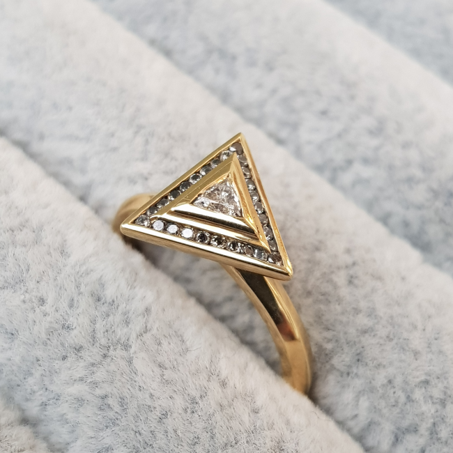 Triangle Halo Knife Edge Engagement Ring - Katie Snow