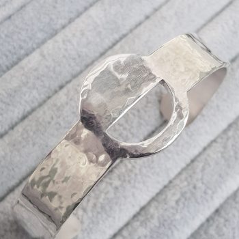 One Off Chunky Minimalist Geometric Silver Bangle-4-Clifton-Rocks