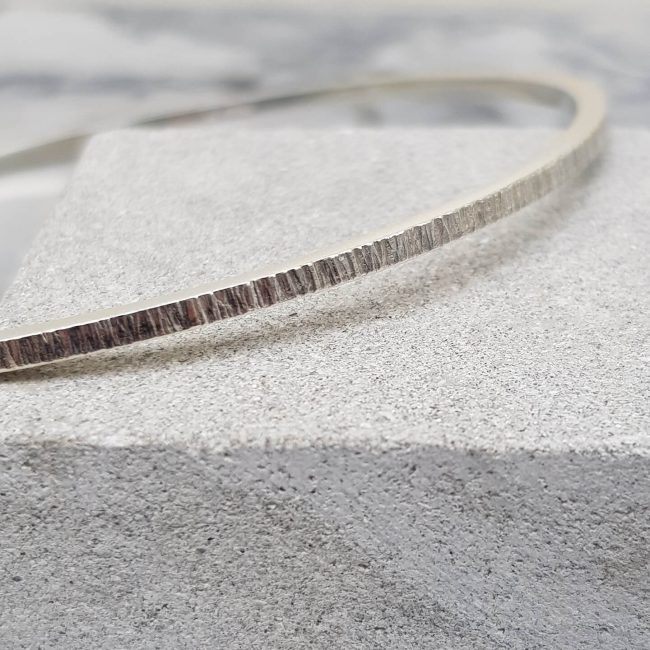 Simple Textured Silver Bangle-1-Clifton-Rocks