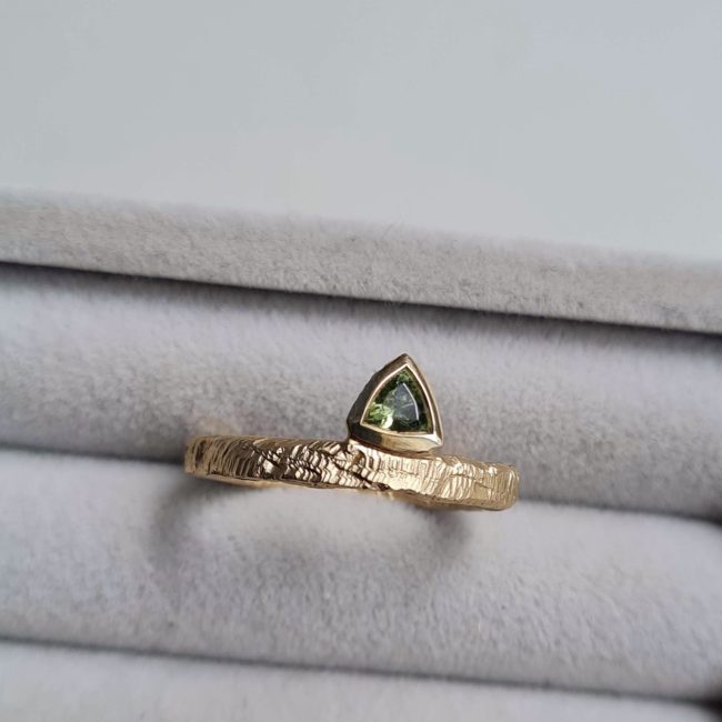 Textured-Engagement-Ring-Trillion-Green-Zircon-Clifton-Rocks-Chloe-Solomon